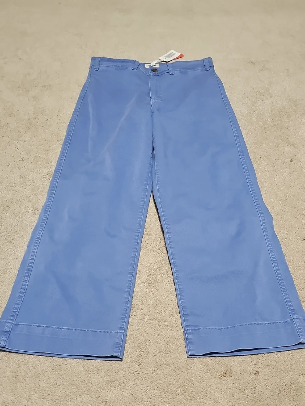 Marine Layer Bridget Slim Wide Crop Pants Marlin Blue Stretch Size 8 - Picture 2 of 8